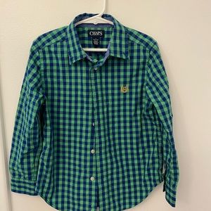 Chaps green long sleeve checkered button up shirt size 6